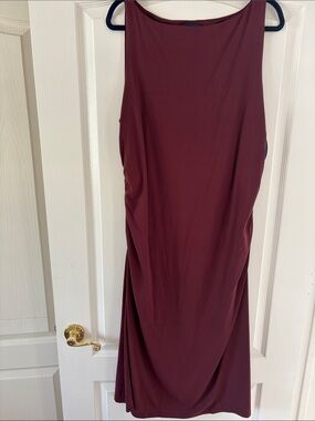 NWT SCOOP Sleeveless Midi Dress in Burgundy with ruched sides SIZE XXL 20
